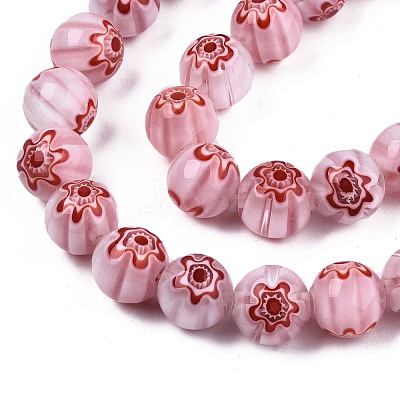 Handmade Millefiori Glass Beads Strands LK-T001-10-1