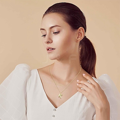 1Pc Initial Letter Brass Pendant Necklaces NJEW-YW0001-24S-1