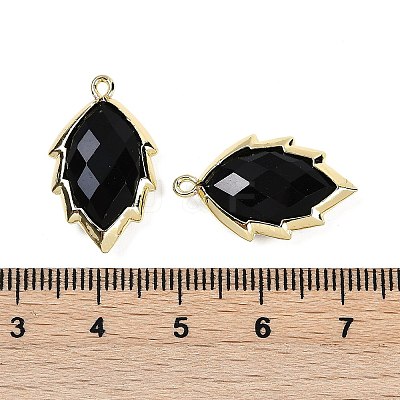 Natural Obsidian Faceted Leaf Pendants G-I375-04G-09-1