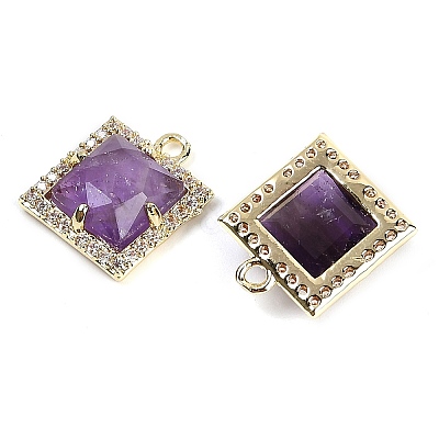 Natural Mixed Gemstone Faceted Square Charms G-I375-06G-1