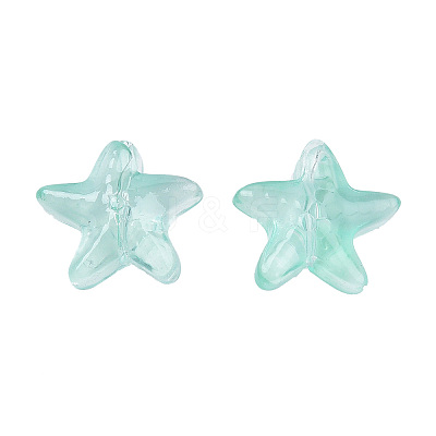 Transparent Spray Painted Glass Beads X-GLAA-N035-027-C01-1