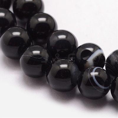 Natural Black Agate Bead Strands G-K166-13-8mm-05-1