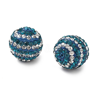 Stripe Pattern Polymer Clay Rhinestone Beads CLAY-NH0001-01E-1