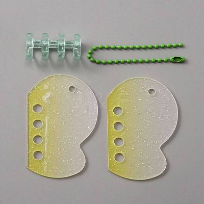 Gradient Glitter Plastic Loose Leaf DIY Disc Keychain ZXFQ-WH0001-05-1