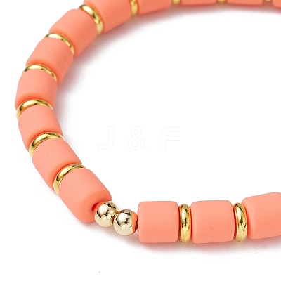 Polymer Clay Column Beaded Stretch Bracelets BJEW-JB09756-1
