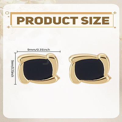 1 Pair Square Alloy Enamel Stud Earrings EJEW-LP0010-01-1
