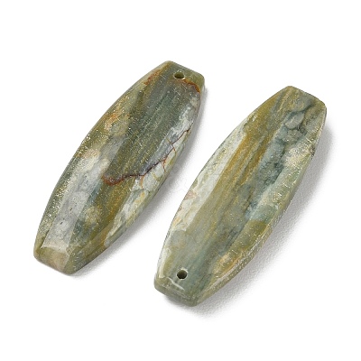 Natural Indian Green Line Jasper Pendants G-Z151-02E-1