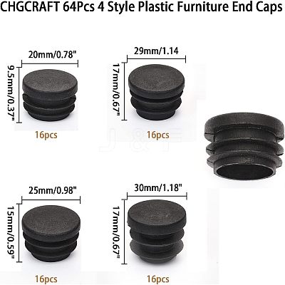 64Pcs 4 Style Plastic Furniture End Caps FIND-CA0005-46-1