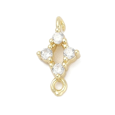 Brass Micro Pave Clear Cubic Zirconia Connector Charms KK-Z094-08G-02-1