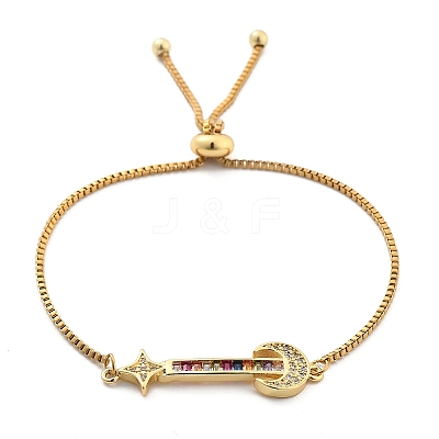 Brass Micro Pave Cubic Zirconia Slider Bracelets BJEW-S163-01A-G-1