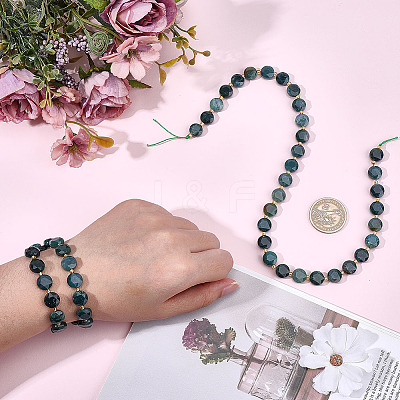 2 Strands Natural Moss Agate Beads Strands G-DR0001-07-1