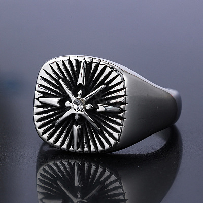 316 Stainless Steel with Cubic Zirconia Finger Rings for Men FS-WGEFB28-02-1