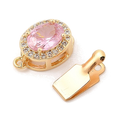 Brass Micro Pave Cubic Zirconia Box Clasps KK-C080-12G-02-1