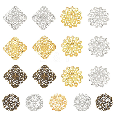 64Pcs 8 Styles Iron Filigree Joiners Links IFIN-YW0004-09-1