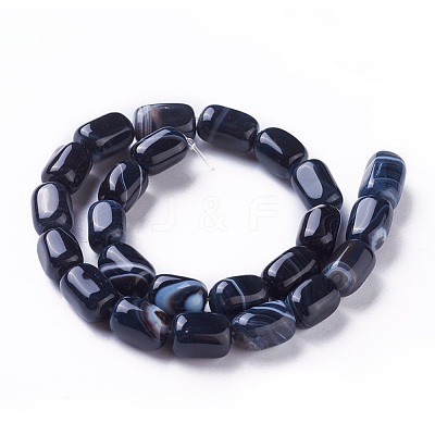 Dyed & Heated Natural Black Agate Beads Strands G-G775-B-06-1