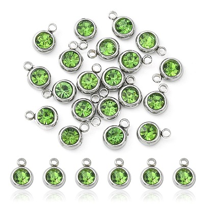 20Pcs 201 Stainless Steel Rhinestone Charms STAS-YW0002-02C-1