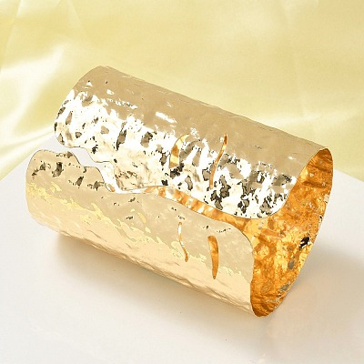 Textured Alloy Open Cuff Bangles for Women BJEW-K272-04G-1