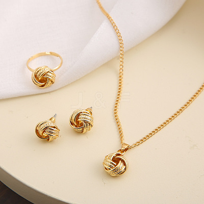 Alloy Stud Earrings & Pendant Necklaces & Rings Sets WG6A31F-01-1