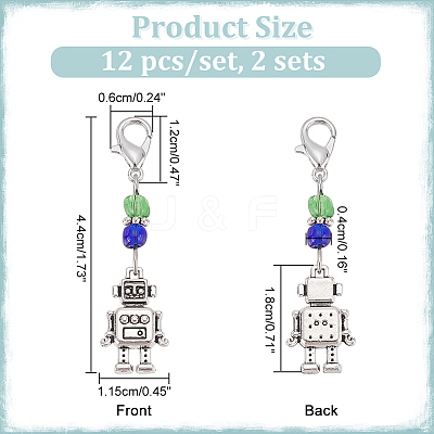 Robot Pendant Stitch Markers HJEW-AB00294-1