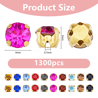 1300pcs Glass Sew on Rhinestone FIND-HS0001-62C-1