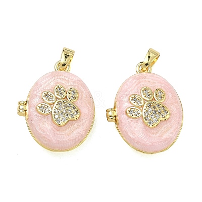 Brass Micro Pave Clear Cubic Zirconia Locket Pendants KK-A294-11G-01-1