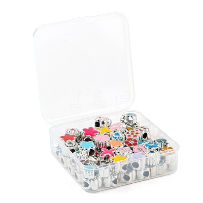 70Pcs 7 Style Flowers & Plants Series UV Plating Acrylic European Beads OACR-LS0001-07-1