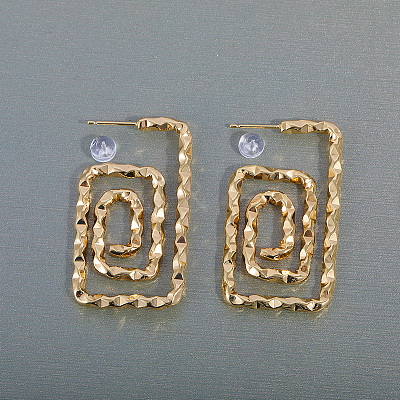 Spiral Rectangle Brass Stud Earrings JB0708-1