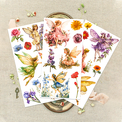 3 Sheets 3 Styles Flower PVC Waterproof Decorative Stickers DIY-WH0404-032-1