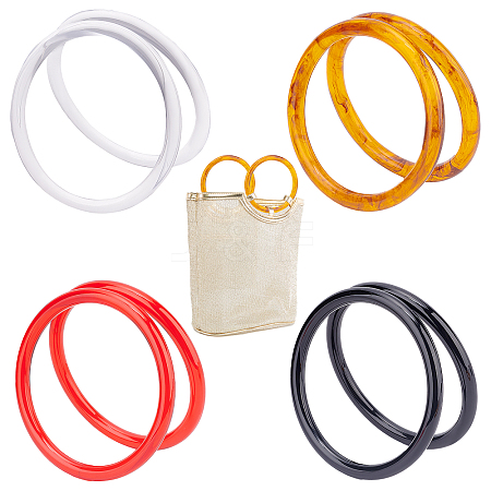   8Pcs 4 Style Plastic and Resin Handbag Handle FIND-PH0005-77-1