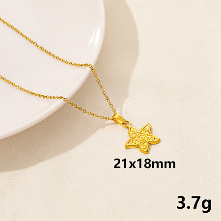 304 Stainless Steel Star Pendant Necklaces JQ3185-8-1