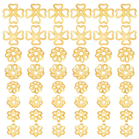 48Pcs 4 Styles 925 Sterling Silver Bead Caps STER-PH0003-97-1