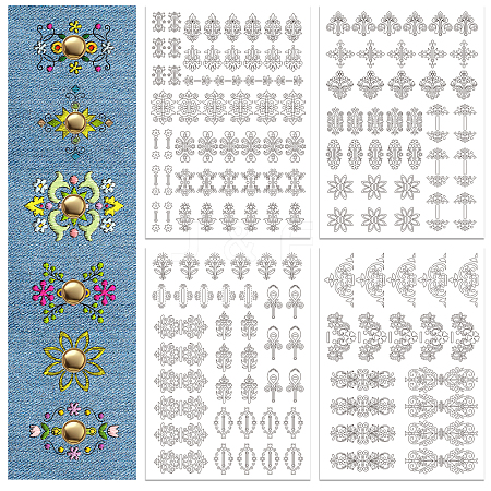 4 Sheets 11.6x8.2 Inch Stick and Stitch Embroidery Patterns DIY-WH0455-144-1