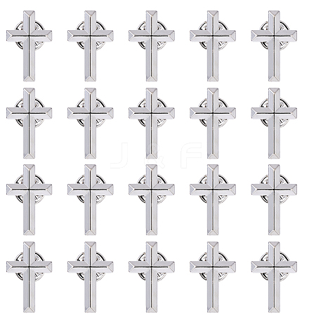 20Pcs Cross Zinc Alloy Brooches JEWB-DC0001-18P-1