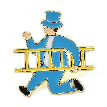 Gentleman Holding Ladder Enamel Pins JEWB-S034-02G-D-1