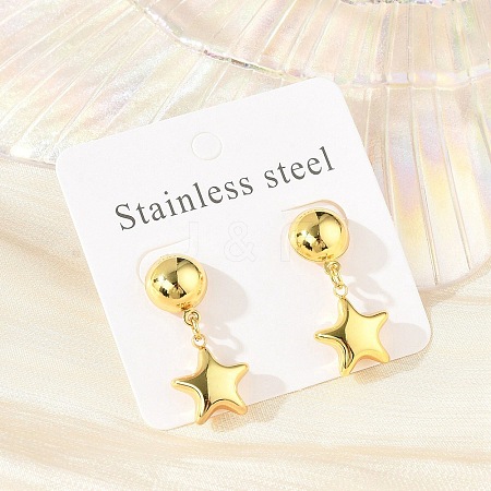 Star 304 Stainless Steel Dangle Stud Earrings EJEW-A125-46G-1