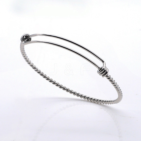 Tarnish Resistant Adjustable 201 Stainless Steel Expandable Bangles NJEW-S105-PJ215-60-1