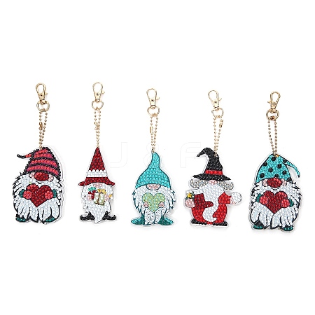 Christmas Theme DIY Diamond Painting Keychain Kit DRAW-PW0007-06D-1