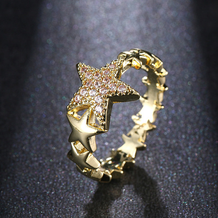 Star Brass Micro Pave Clear Cubic Zirconia Finger Rings for Women FS-WGB2D32-10-1