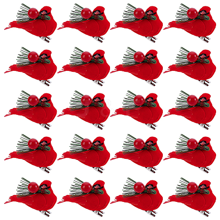 Felt & Feather & Foam Simulation Bird Christmas Tree Decorations DJEW-WH0028-031P-1