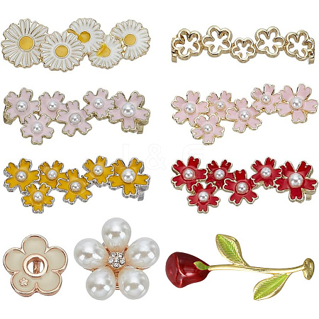 9Pcs 9 Styles Alloy Enamel Flower Shoelace Buckle DIY-AR0004-36-1