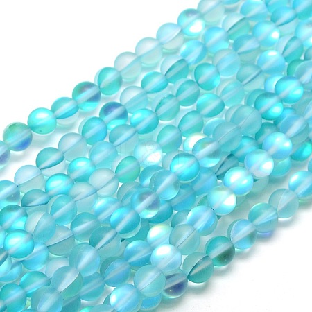 Synthetic Moonstone Beads Strands G-F142-6mm-03-1