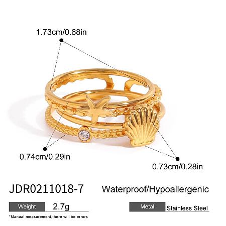 3Pcs 316 Surgical Stainless Steel with Clear Cubic Zirconia Finger Rings for Women FS-WG7760B-06-1