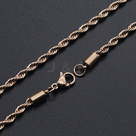304 Stainless Steel Rope Chain Necklaces NJEW-T012-03-66-RG-1
