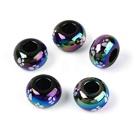 UV Plating Printed Opaque Acrylic European Beads MACR-N018-05B-1