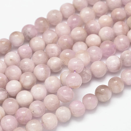 Round Natural Kunzite Beads Strands G-K068-28-6mm-1