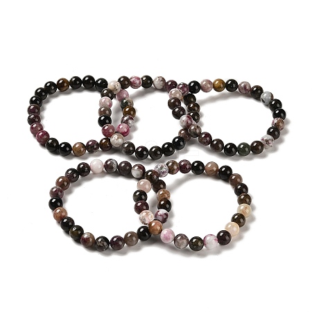 Natural Tourmaline Beaded Stretch Bracelets BJEW-K233-02B-03-1