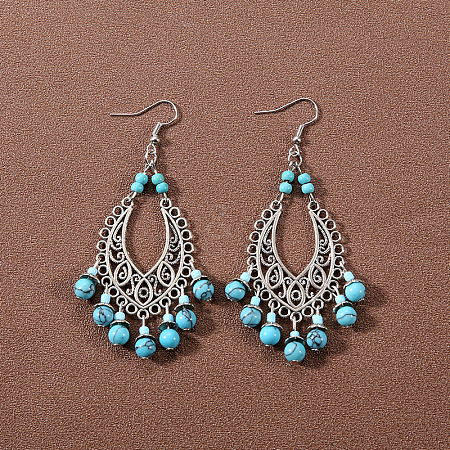 Bohemian tassel turquoise earrings JU8957-9-1