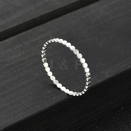 925 Sterling Silver Flat Beaded Finger Rings for Women RJEW-NH0002-01D-S-1