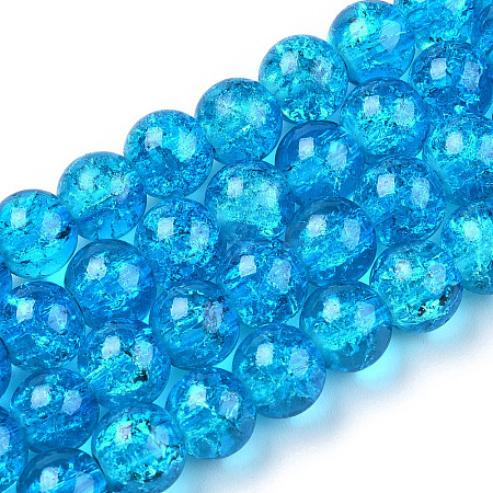 Spray Painted Crackle Transparent Glass Beads Strands CCG-Q001-10mm-06-A-1