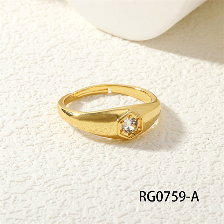 Brass Micro Pave Clear Cubic Zirconia Cuff Open Rings FS-WG9AEF2-02-1